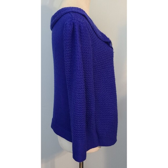 R.Q.T. Colbolt Blue Wool Blend 2 Button Knit Cardigan Sweater Womens M Elegant - Picture 4 of 10